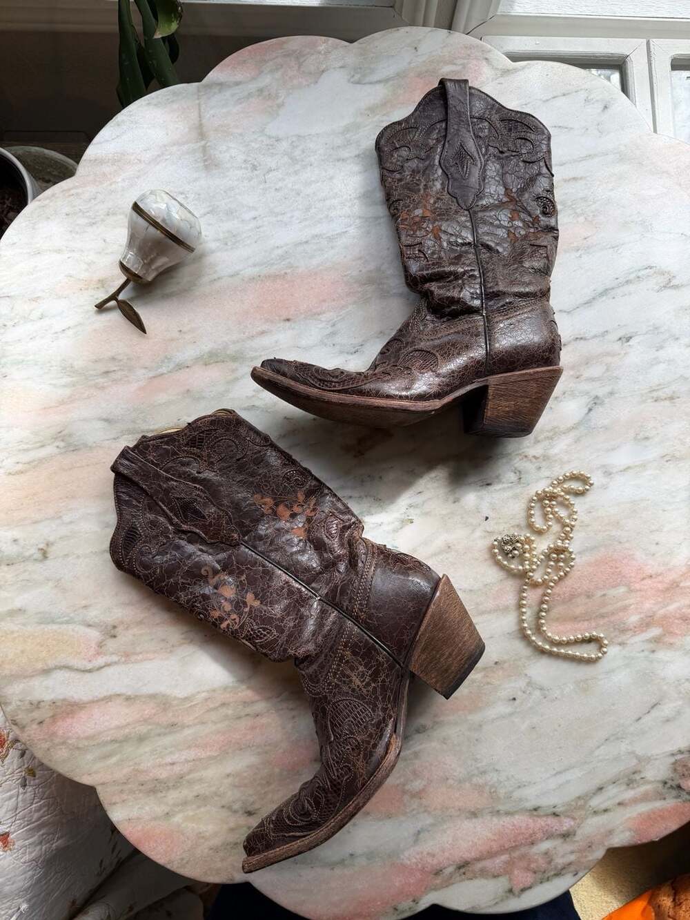 Corral Boots C2109 Brown Distressed Leather Western Cowboy Boots - Picture 3 of 7